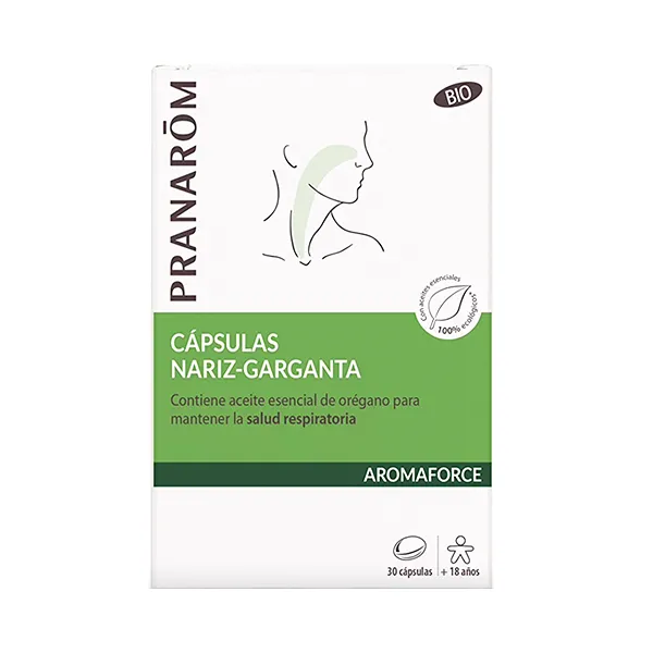 Pranarom Aromaforce Cápsulas Nariz Garganta, 30 cápsulas