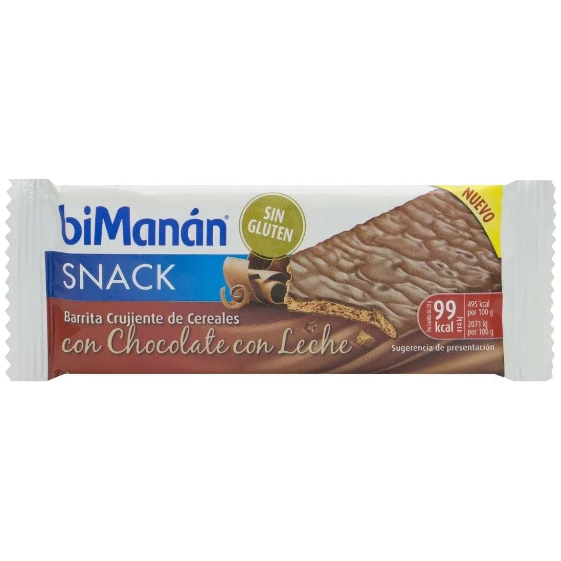 Bimanán Bekomplett Sin Gluten Crujiente De Cereales Chocolate Leche, 20 Unidades