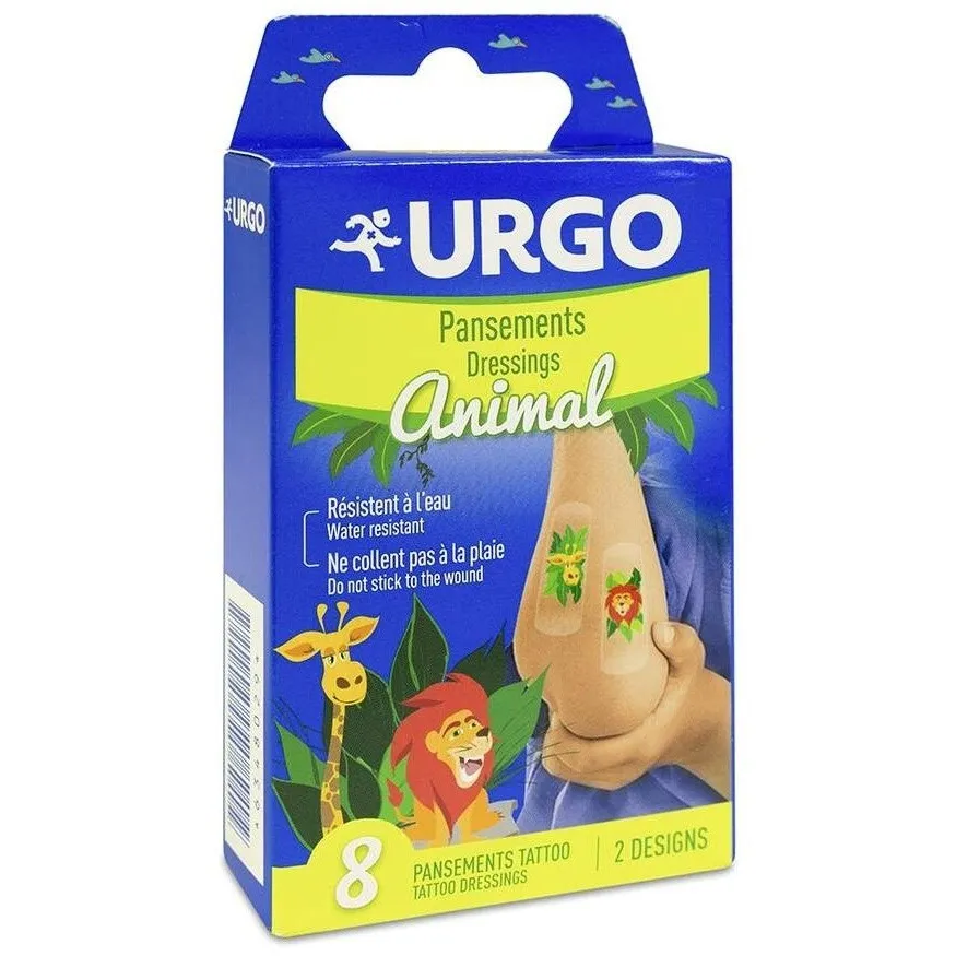 Urgo Apósitos Infantiles Animal Tattoo, 8 Unidades