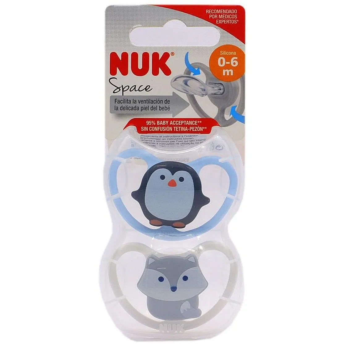 Nuk Space Chupete De Silicona 0-6 Meses 2U