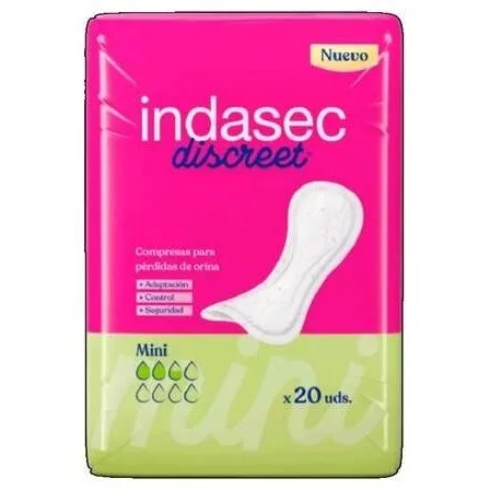 Indasec Discreet Mini Compresas Para Pérdidas De Orina 20U