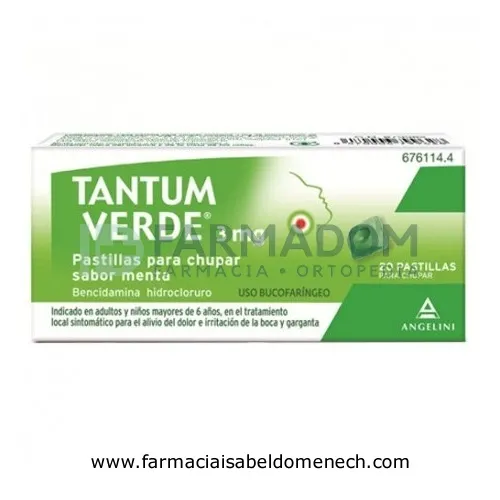 TANTUM VERDE 3 mg PASTILLAS PARA CHUPAR SABOR MENTA, 20 pastillas (PE/Papel/Al)