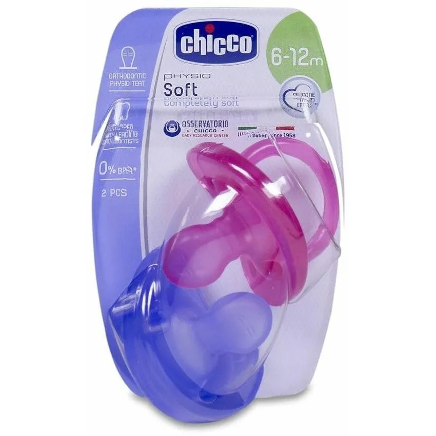 Chicco Chupete Physio Soft Silicona 6-12 Meses Rosa, 2 Uds
