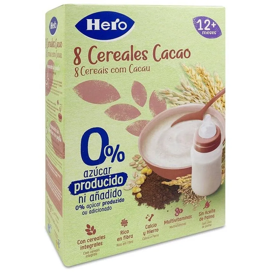 Hero Baby Papilla 8 Cereales Con Cacao, 340 Gramos