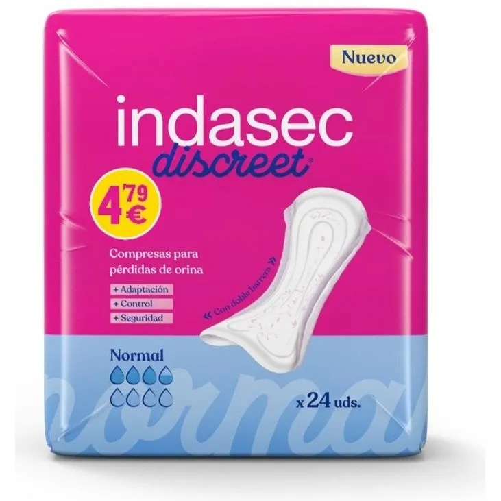 Indasec Indasbox Discreet Compresas Para Pérdidas Leves 24U