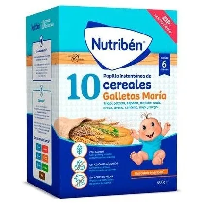 Nutribén Papilla 10 Cereales Con Galleta María 600G
