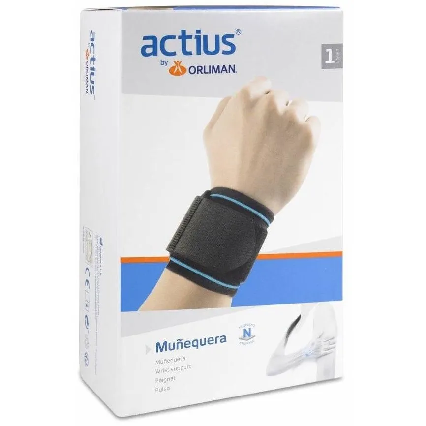 Actius Muñequera Neopreno Velcro Negra Talla Unica 1Ud