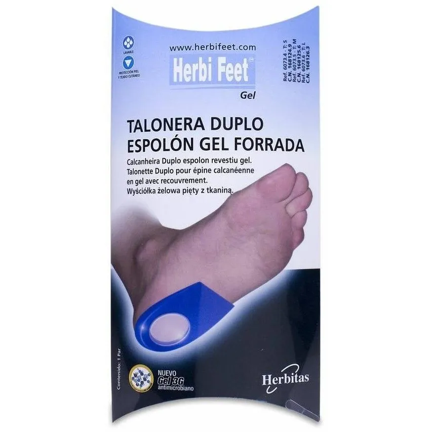 Herbifeet Talonera Duplo Espolón Gel Forrada Talla L, 1 Par