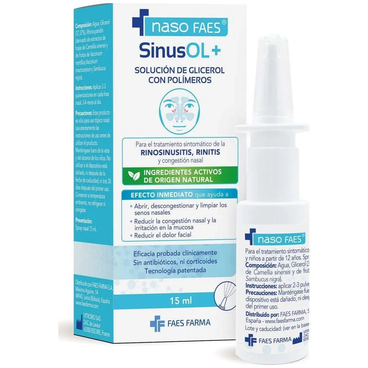 Nasofaes Sinusol+ Solución De Glicerol Con Polímeros, 15 Ml