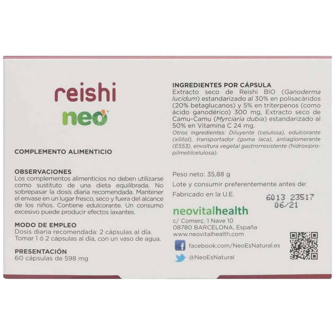 Neovital Reishi Neo 60 Cápsulas