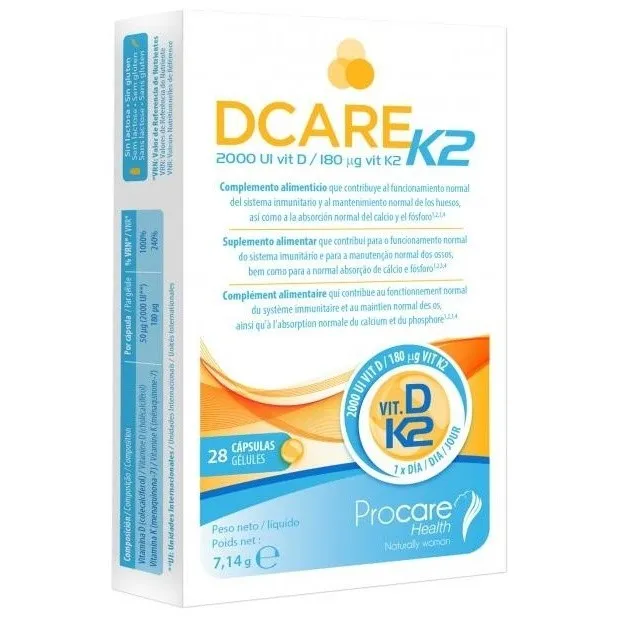 Procare Dcare K2 2000 Iu Vitamina D3 28 Cápsulas
