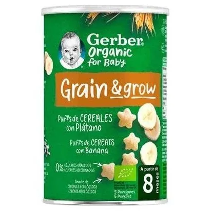 Gerber Organic Puff Snacks De Cereales Y Plátano, 35 Gr