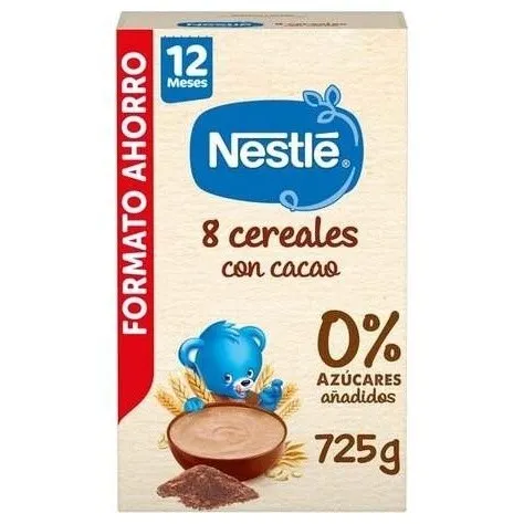 Nestlé Papilla 8 Cereales Con Cacao +12M 725G