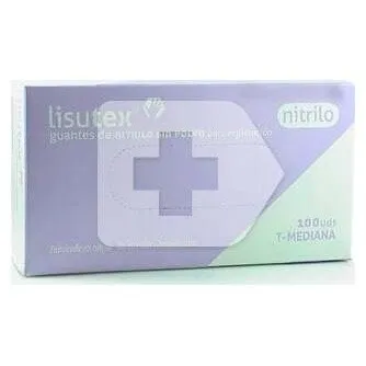 Lisutex Guantes De Nitrilo Sin Polvo Talla Mediana 100Uds