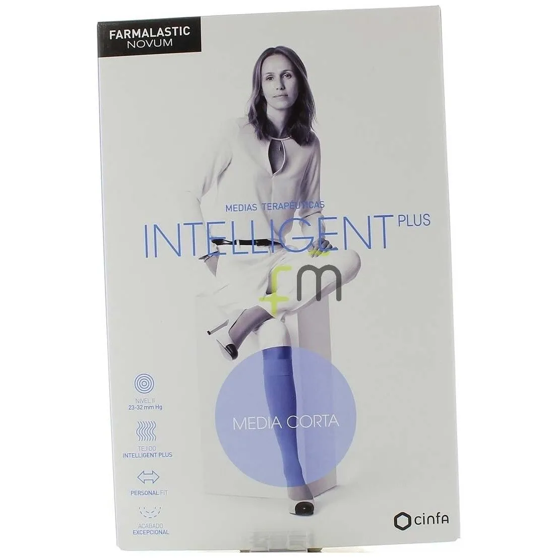 Farmalastic Novum Intelligent Media Corta Compresión Normal T5 Canela, 1 Par