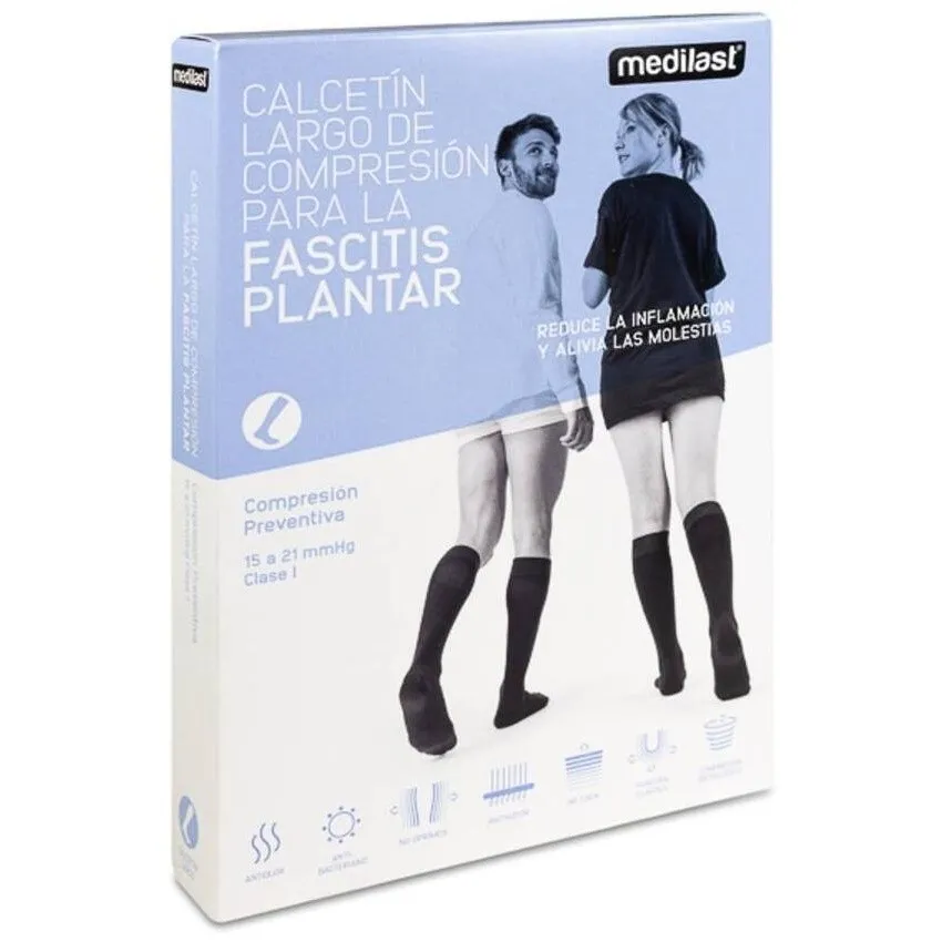 Medilast Calcetín Largo Para Fascitis Plantar Color Negro Talla S, 1 Ud