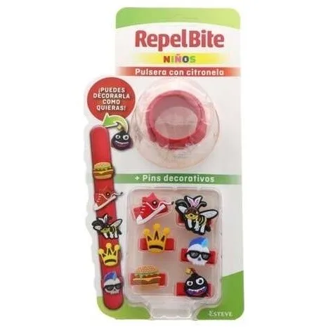Repel Bite Niños Pulsera + Pins Decorativos