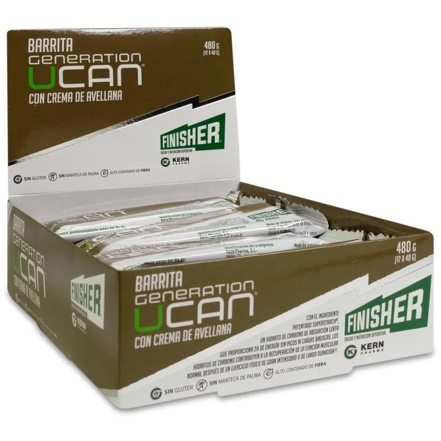 Finisher Bar Ucan Crema Avellana 40 G, 12 Unidades