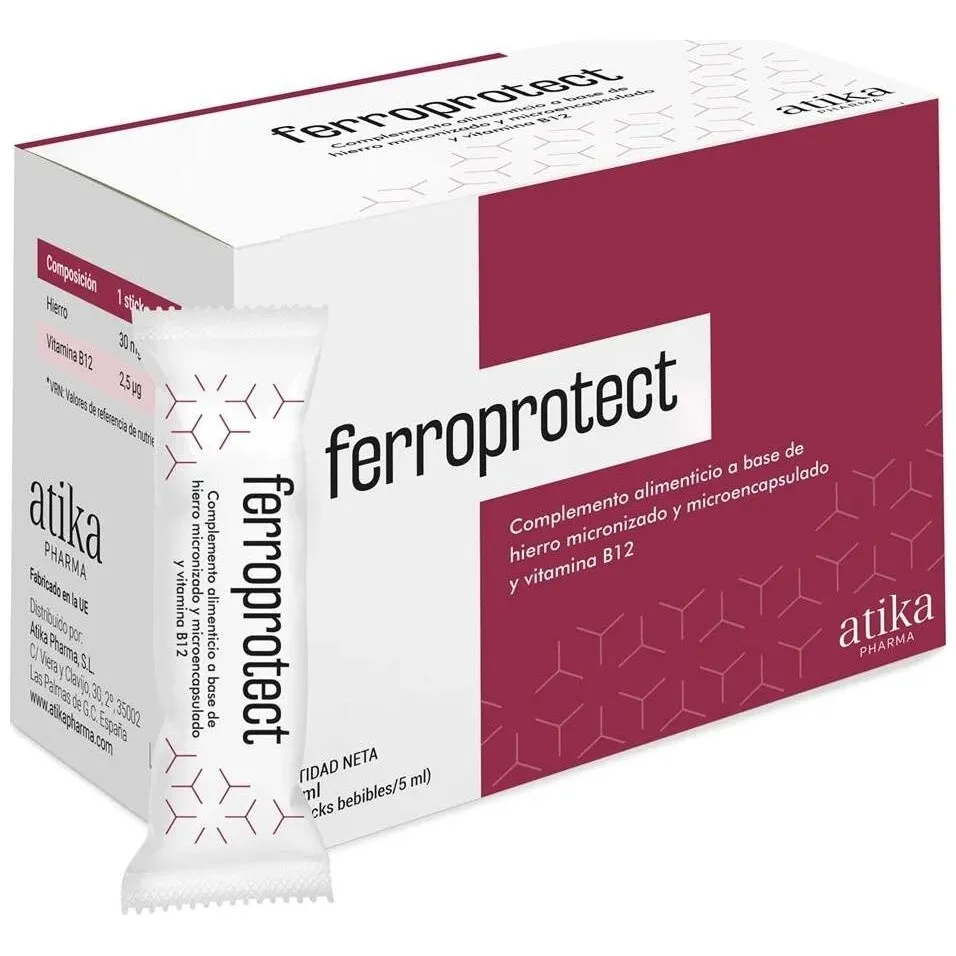 Atika Ferroprotect Suplemento De Hierro Y Vitamina B12 30 Sticks