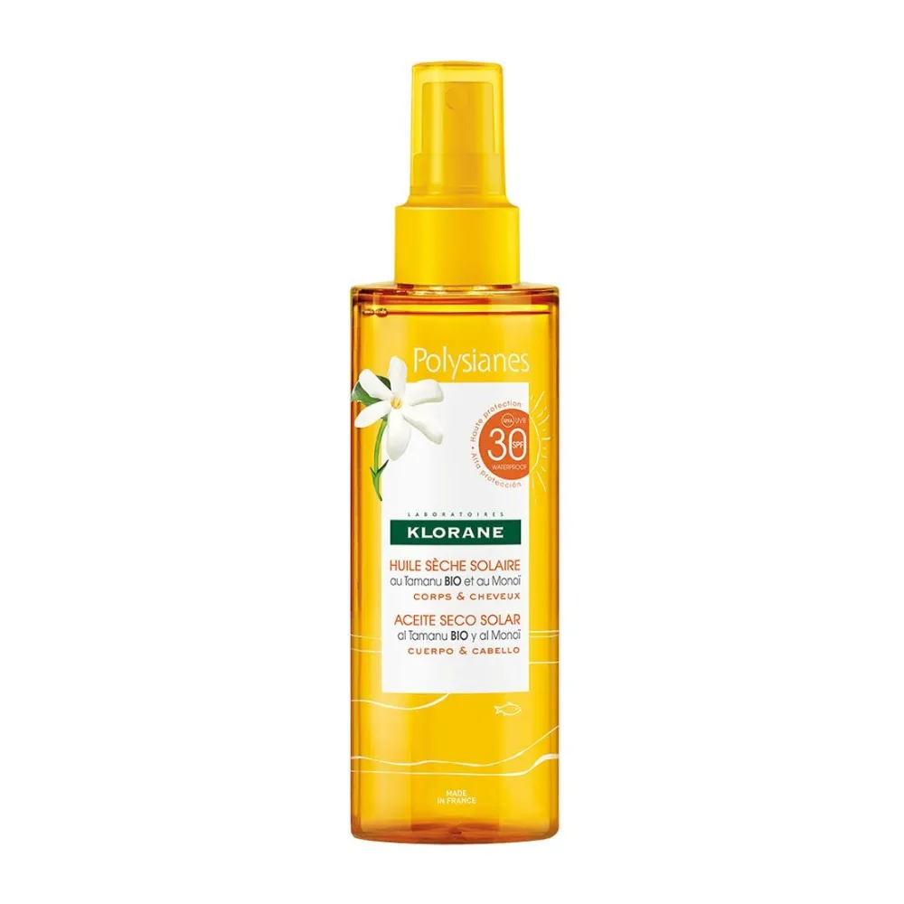 Aceite Solar Seco SPF30, 200 ml. - Klorane