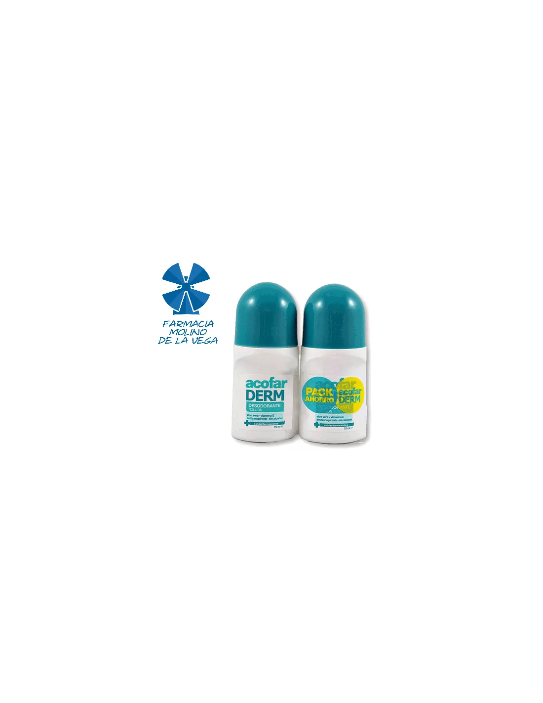 ACOFARDERM DUPLO DESODORANTE ROLL ON 2 x 75 ML