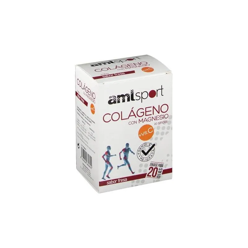 Amlsport colágeno con magnesio + vit. C fresa 20 sticks