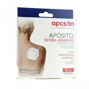 Apósito estéril Adhesivo tejido sin tejer 10x10cm Aposán 10uds