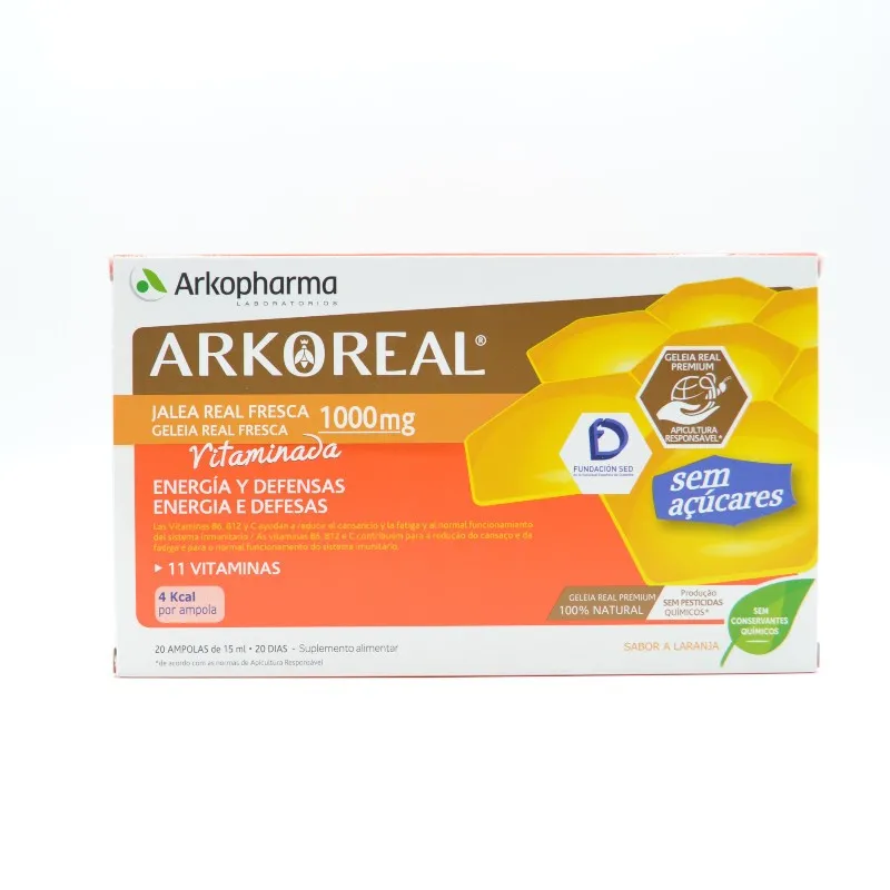 ARKO JALEA REAL 1000 MG VITAMINADA SIN AZUCAR 20 AMPOLLAS