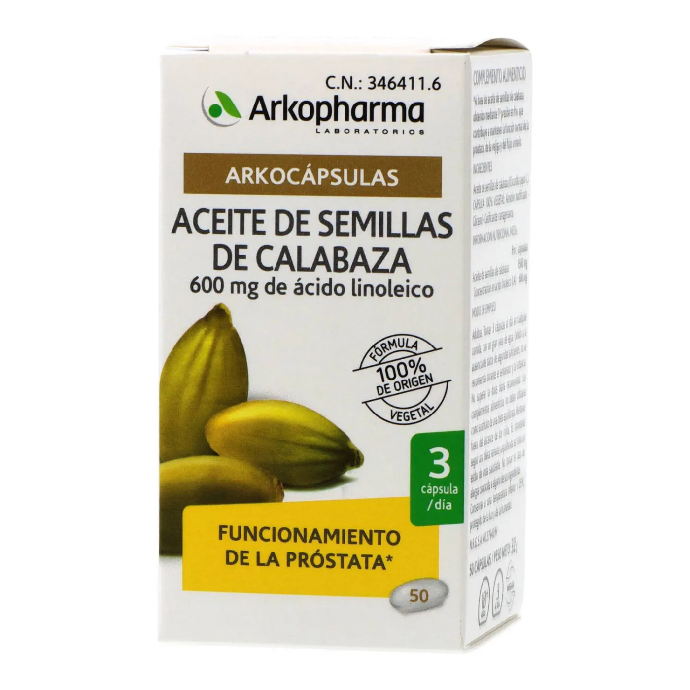 Arkocapsulas Aceite De Semillas De Calabaza 50 C
