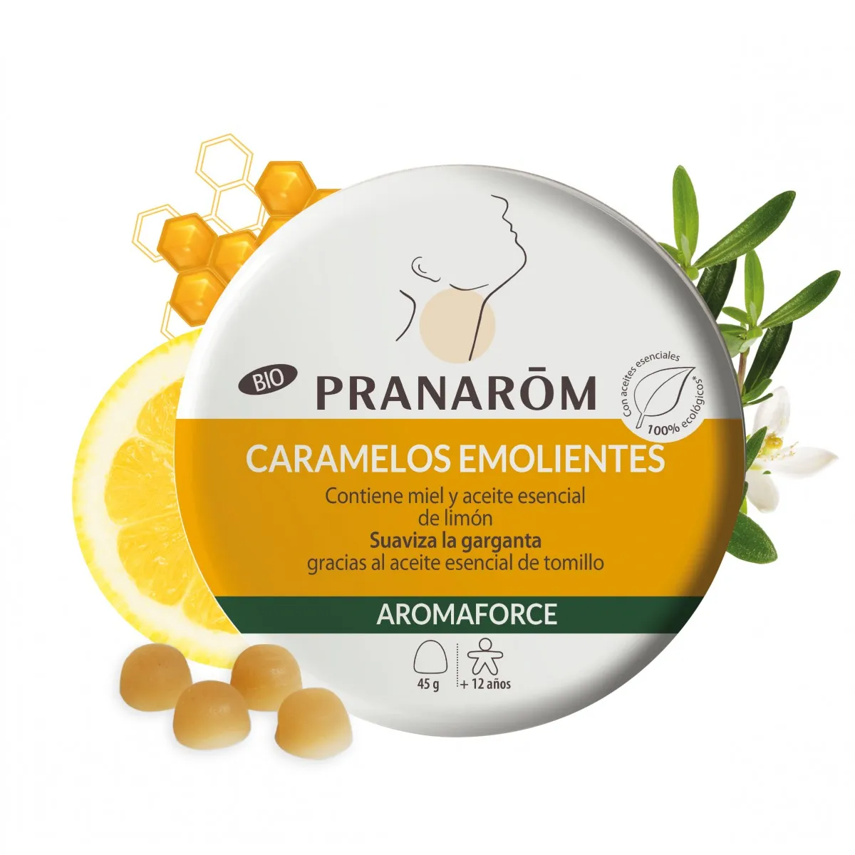 Pranarom Aromaforce Caramelos Emolientes BIO 45g Miel Limon
