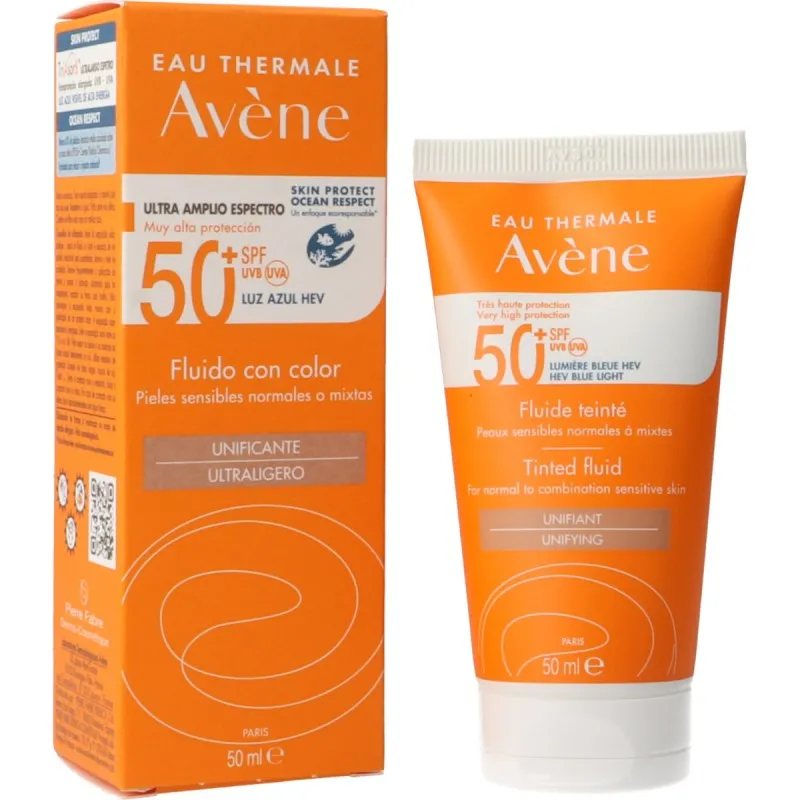 Avéne Fluido Coloreado SPF 50+ Pieles Sensibles Mixtas y Normales 50 ml