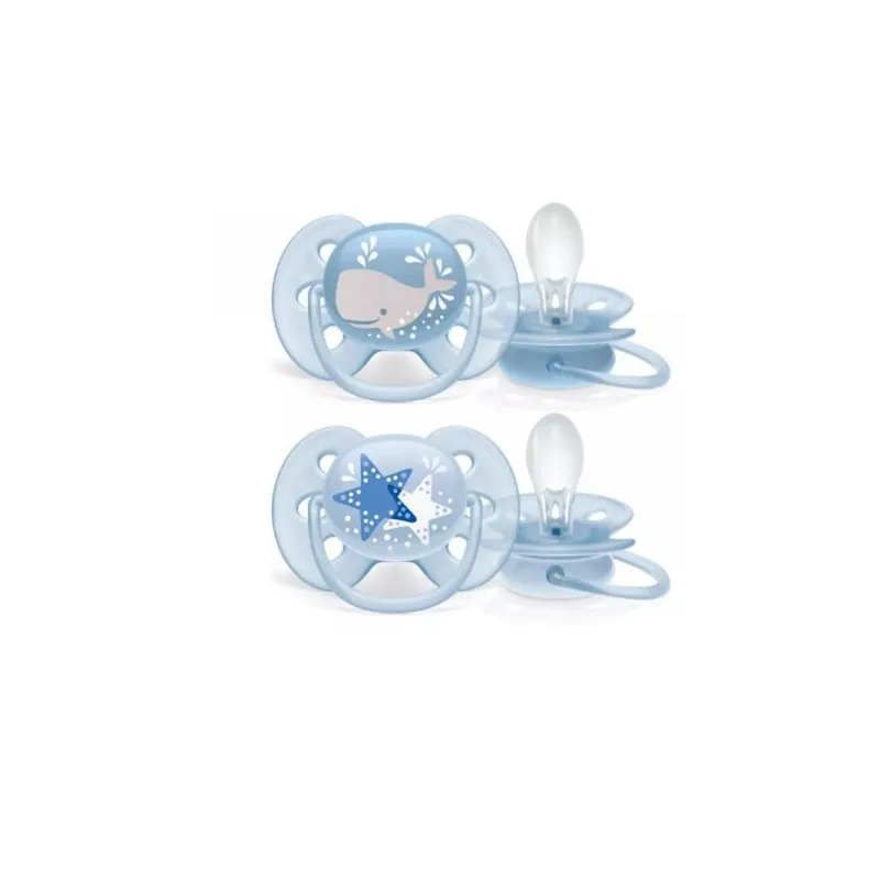 Avent Pack 2 Chupetas Ultra Soft Azul 6-18m Estrelas/Baleia