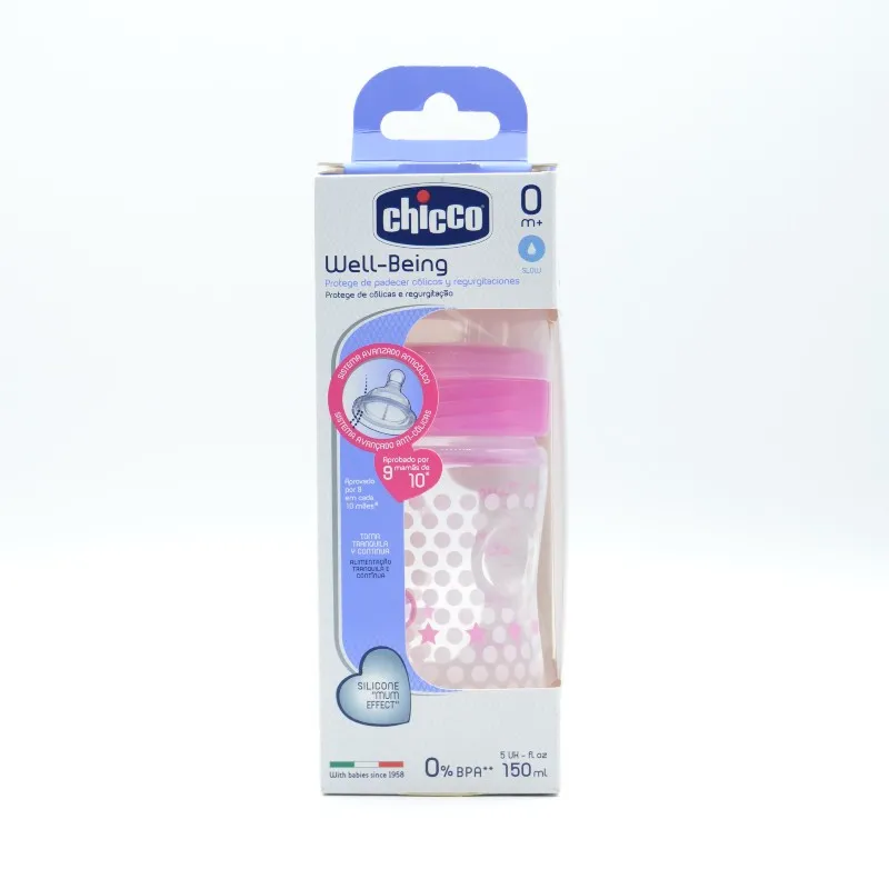 BIBERON CHICCO WB ROSA SILICONA +0M 150ML