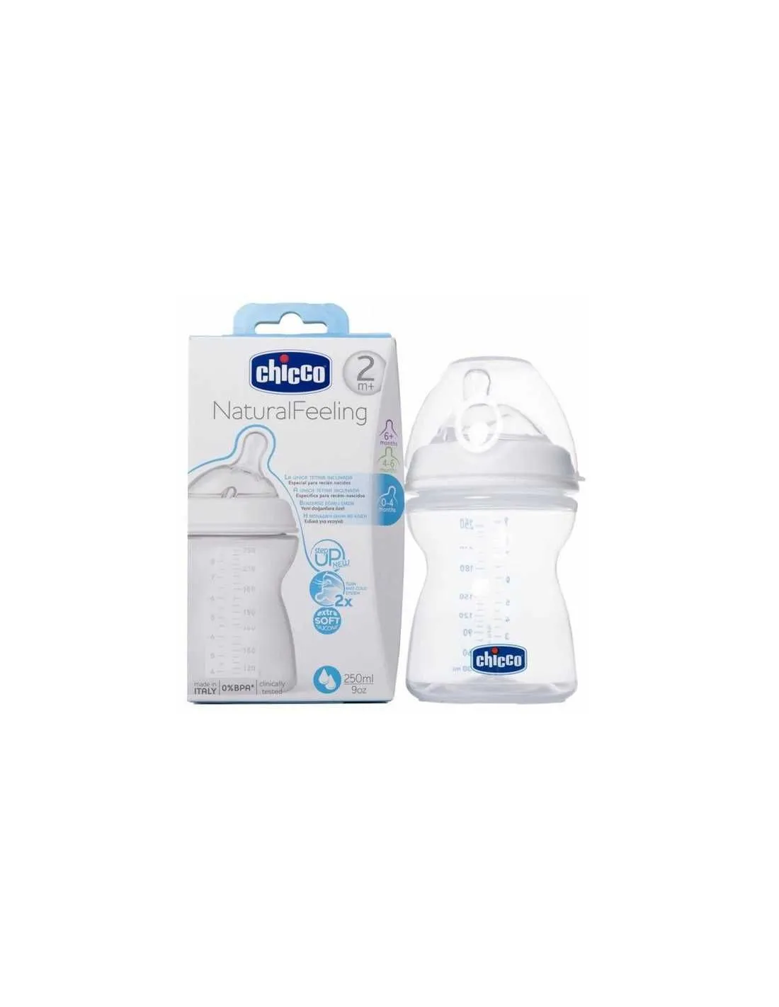 Biberón Pp T Silicona Chicco Fisiológico Flujo M 2m+ 250 ml Unisex