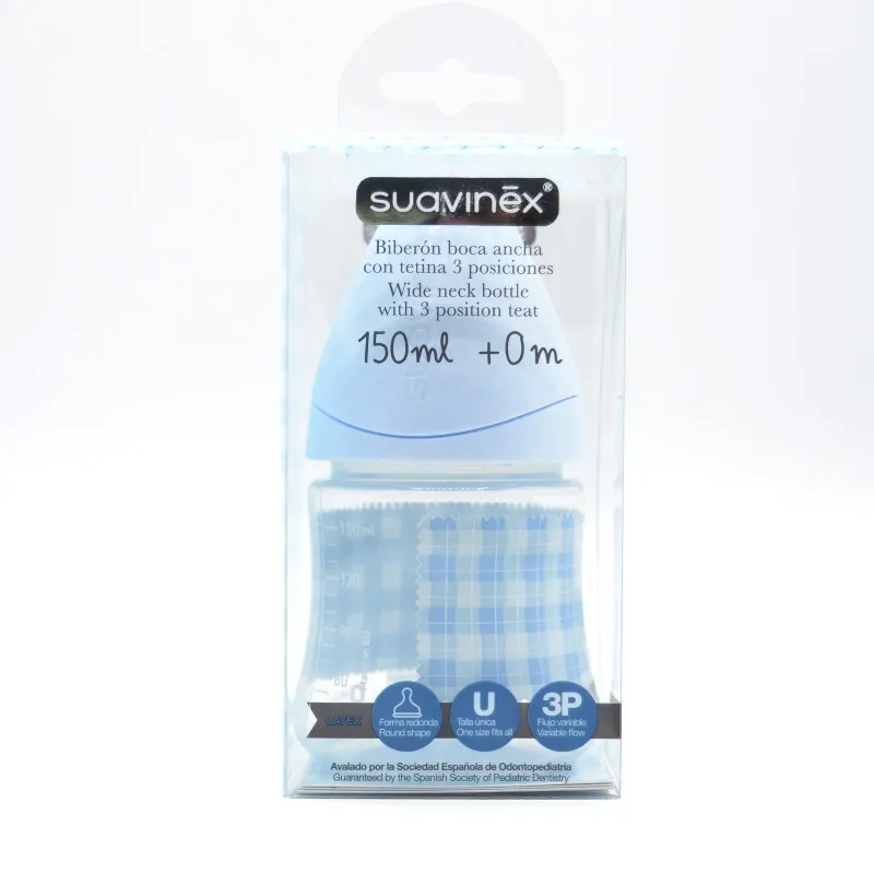 BIBERON SUAVINEX AZUL PP BA 150 ML T/3POS LATEX