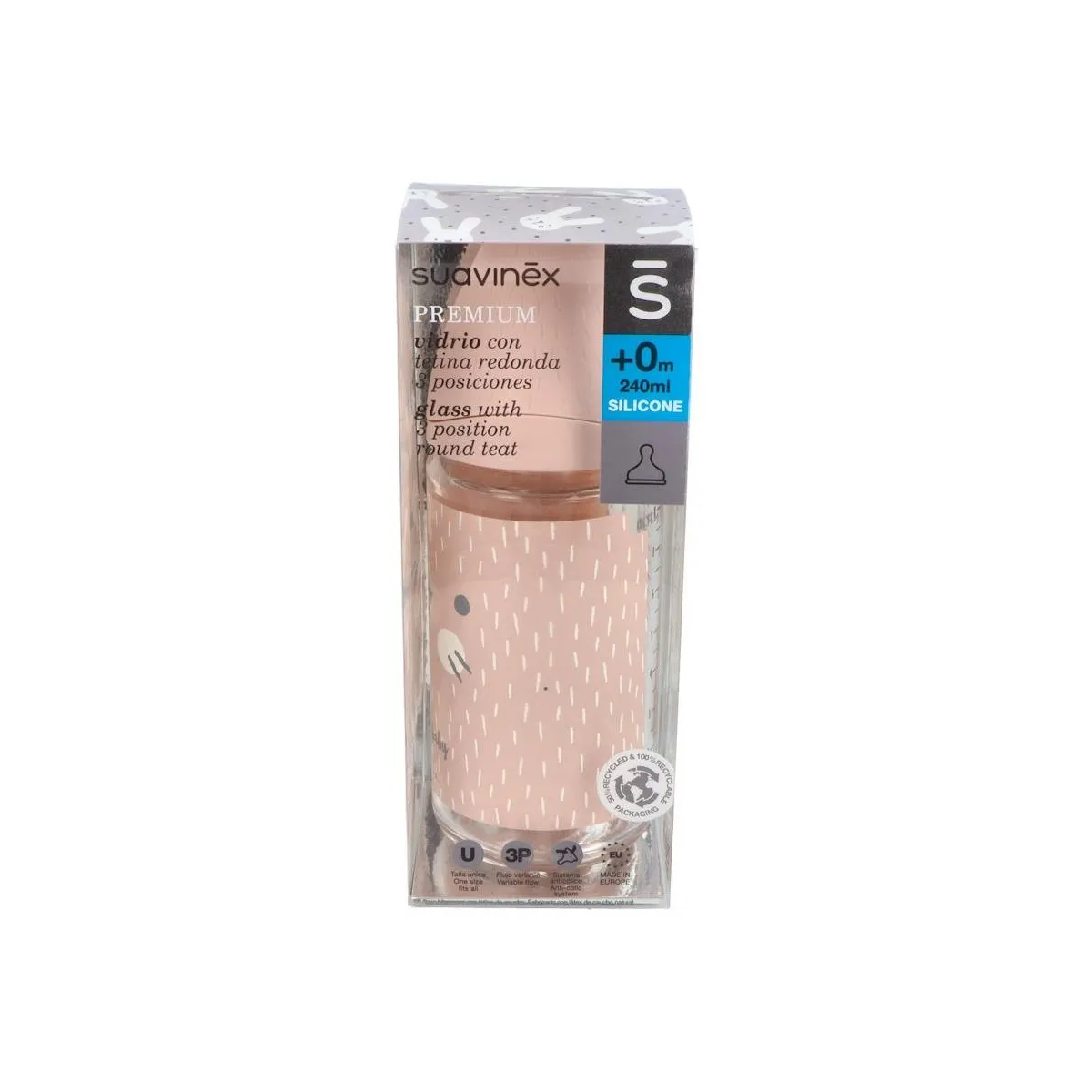 Biberon Suavinex Ba Cristal Tet Sil 3 Pos 240 Ml