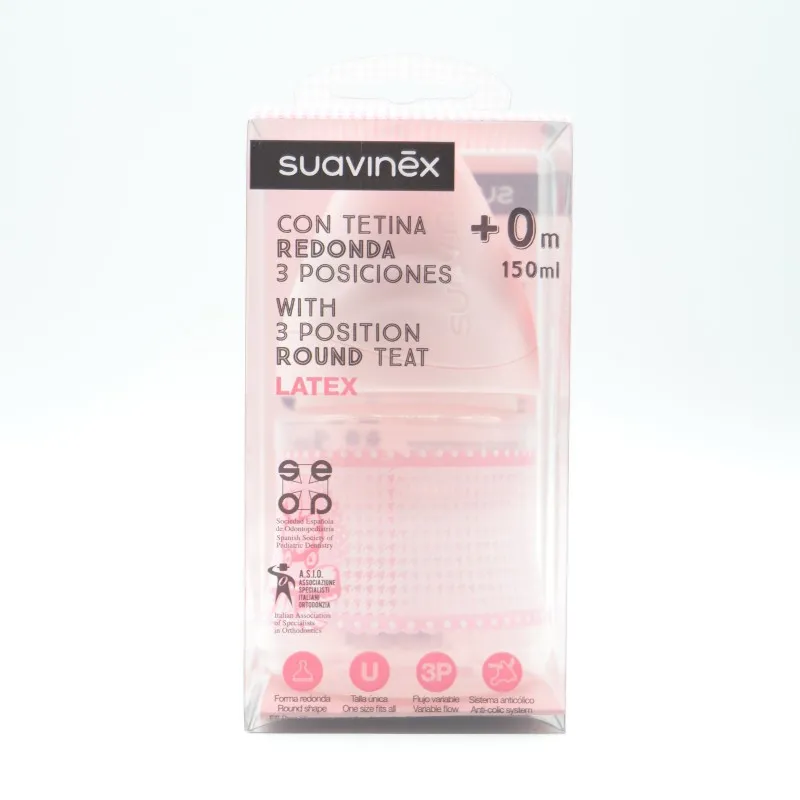 BIBERON SUAVINEX ROSA LATEX +0M T 3 POS 150ML