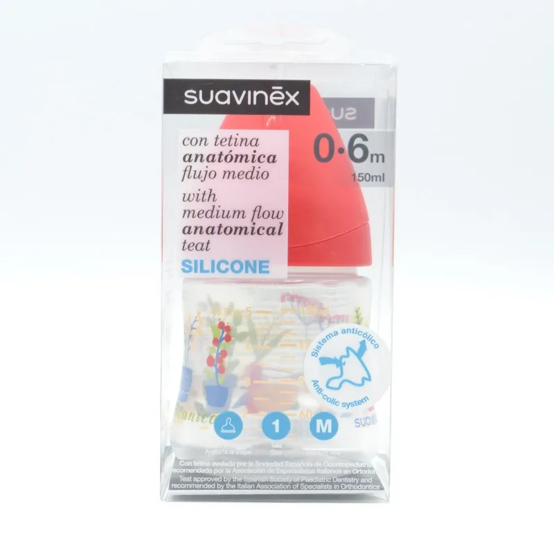 BIBERON SUAVINEX SILICONA ANATOMICO F. MEDIO 0-6M 150ML