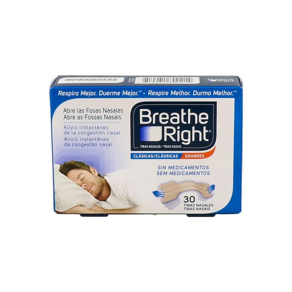 Breathe Right Tiras Nasal Gde 30 U Clasicas