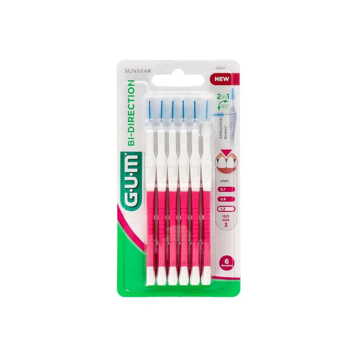Cepillo Den Gum Bi-Direction Fino Conico 2614 Pink 1.2