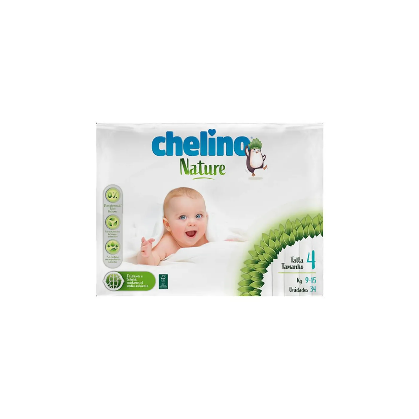 Chelino Nature Talla 4 9-15 Kg 34 Uds