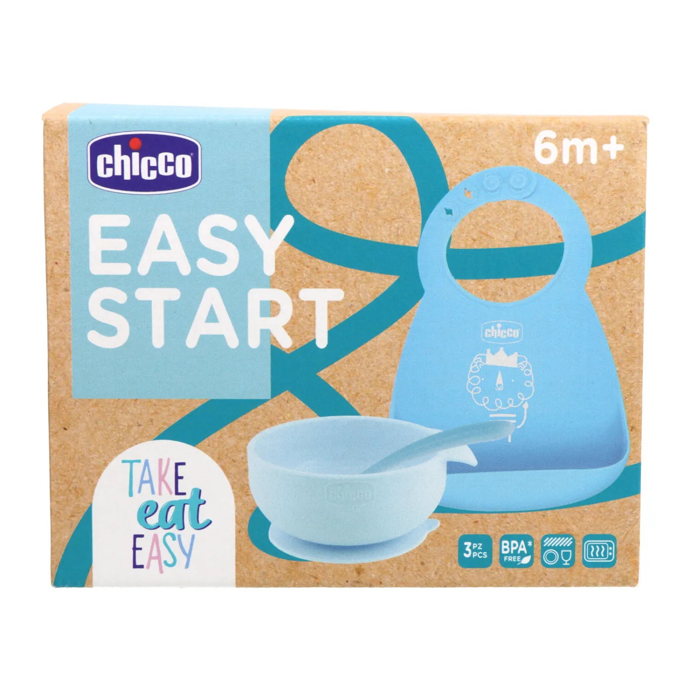 Chicco Easy Start Set Comida Silicona Azul 6m