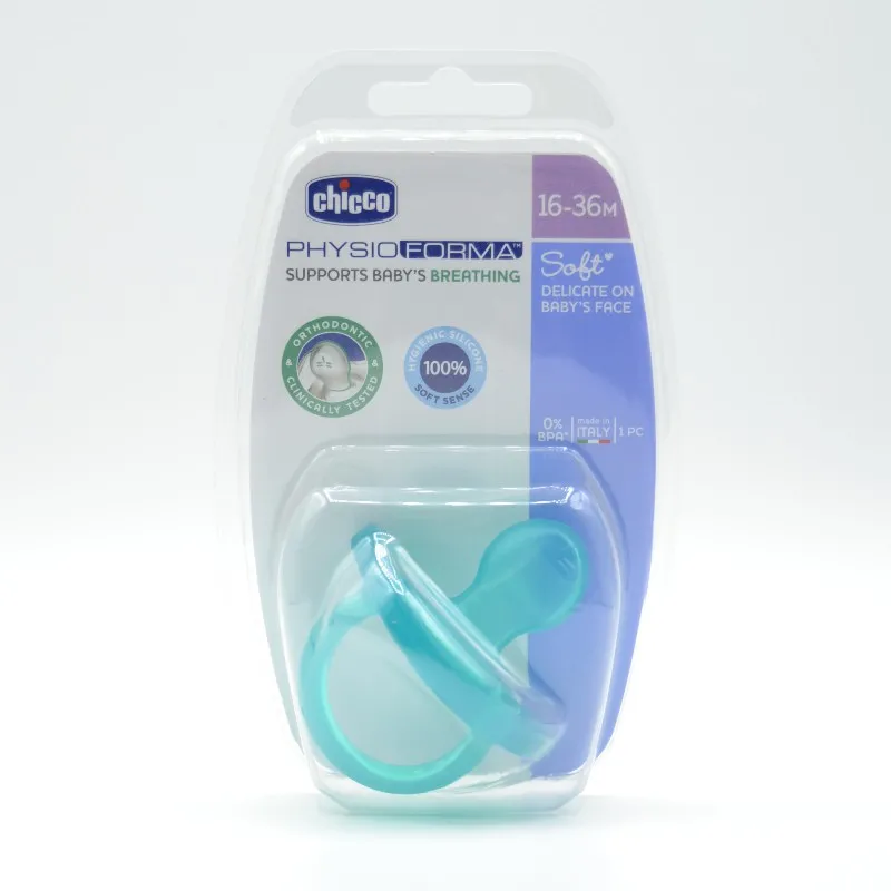 CHUPETE CHICCO PHYSIO SOFT TODOSILICONA AZUL 16-36M