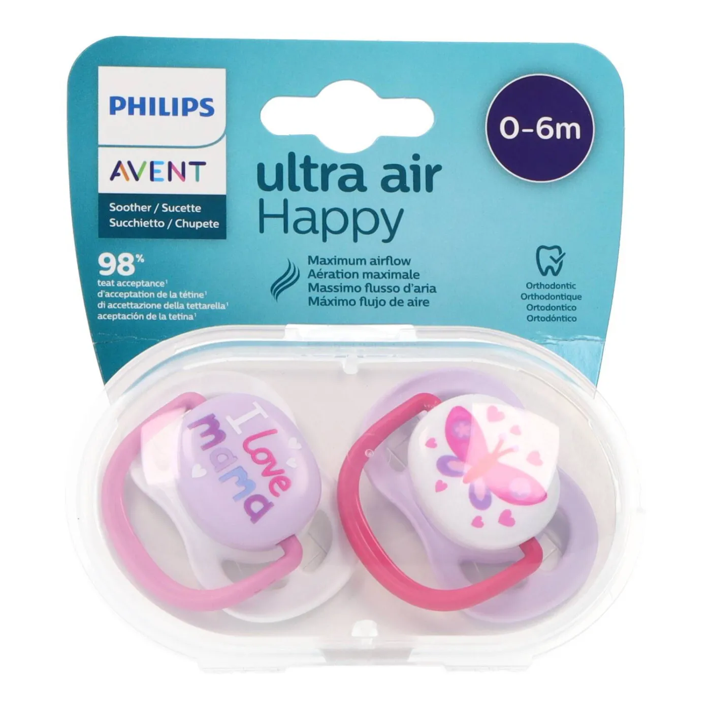 Chupete Silicona Philips Avent I Love Mama 0 6 M