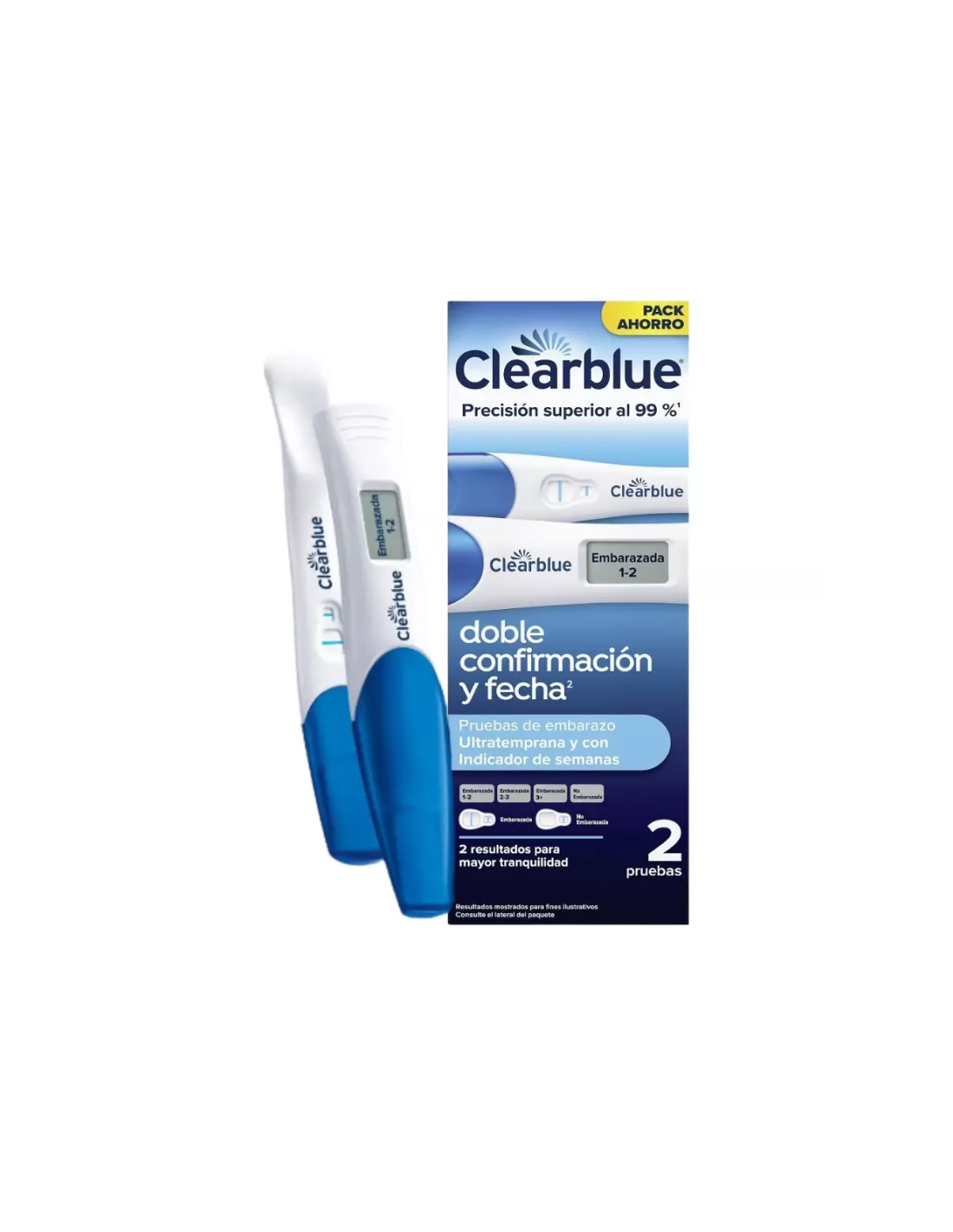 CLEARBLUE DUPLO TEST EMBARAZO DIGITAL DET. TEMPRANA