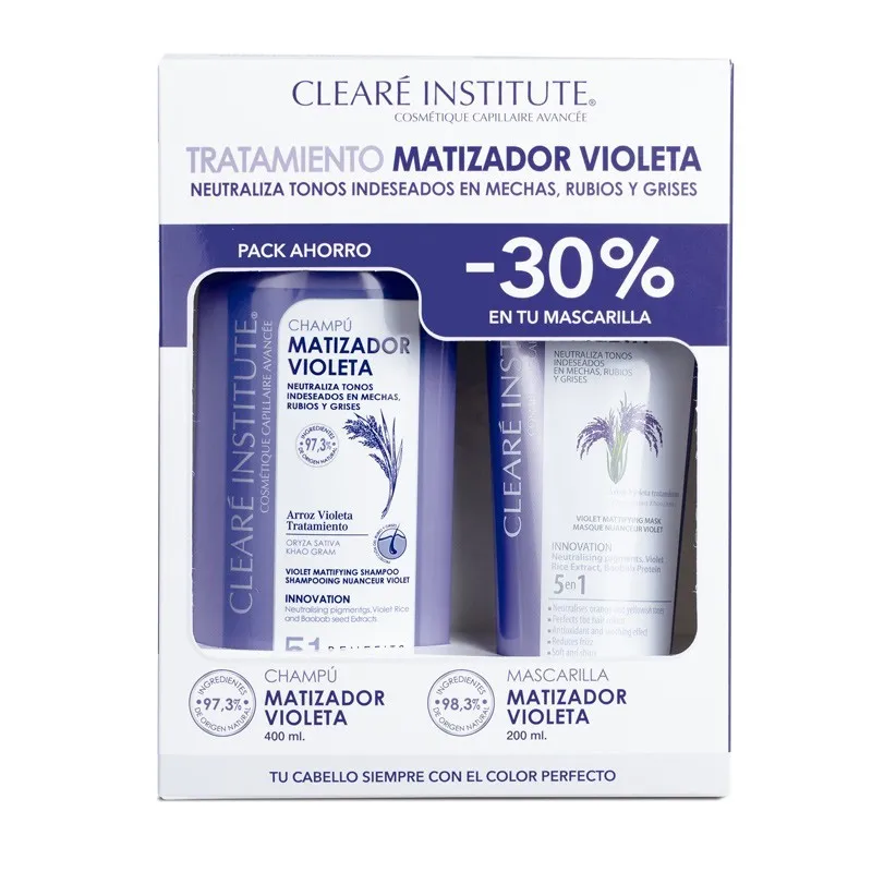 CLEARE INSTITUTE PACK MATIZADOR VIOLETA CHAMPU + MASCARILLA