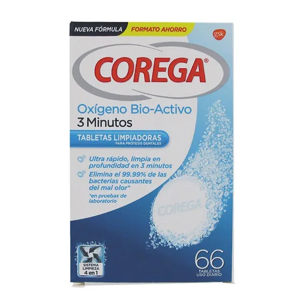 Corega Oxigeno Bio Activ 3 minutos 66 tabletas