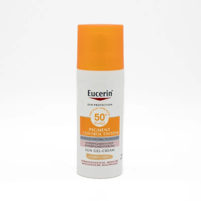 Crema solar en gel con color Eucerin Pigment Control - FPS50+ ligero 50 ml