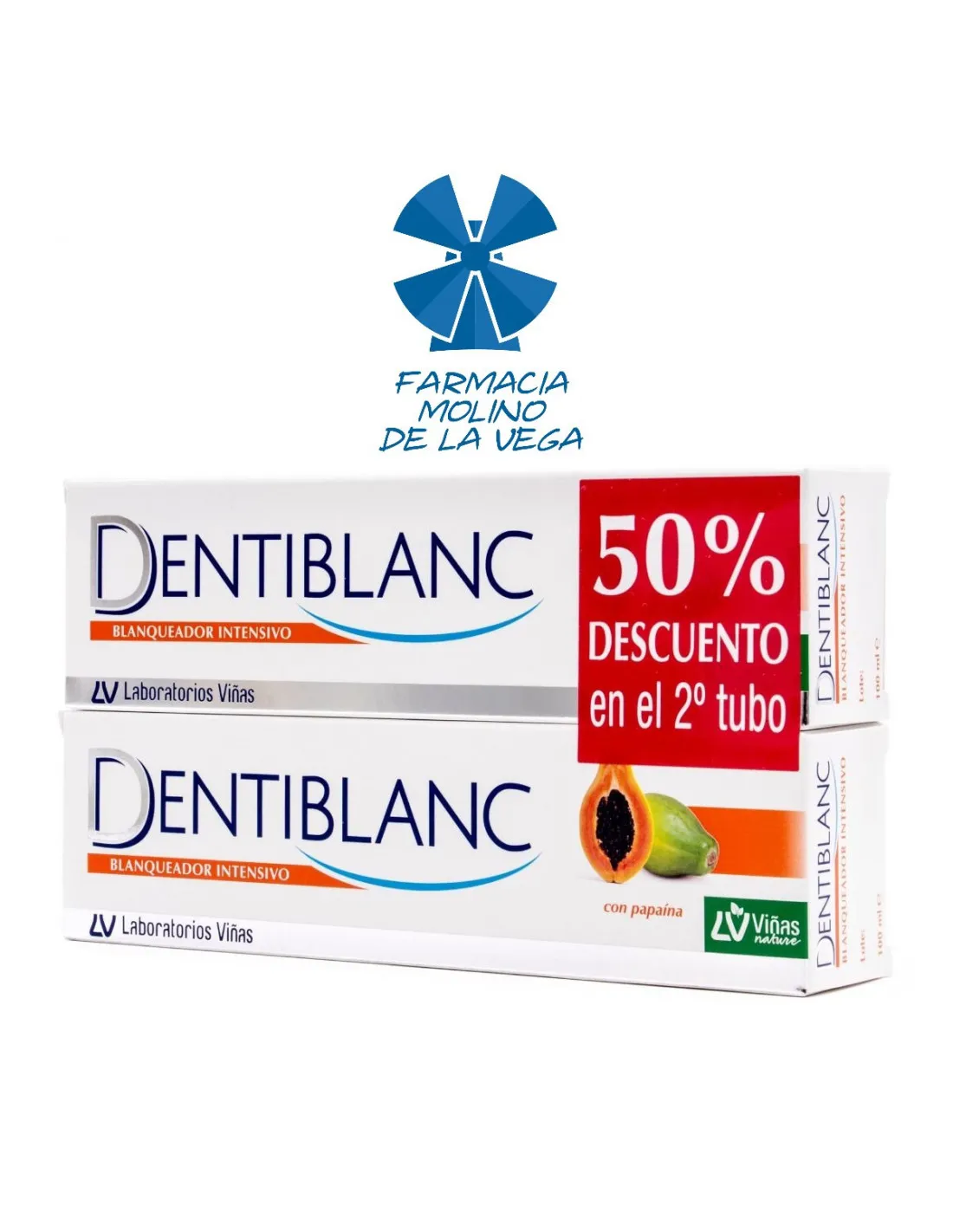 DENTIBLANC BLANQUEADOR INTENSIVO CON PAPAÍNA PACK 50% DTO. EN 2º TUBO