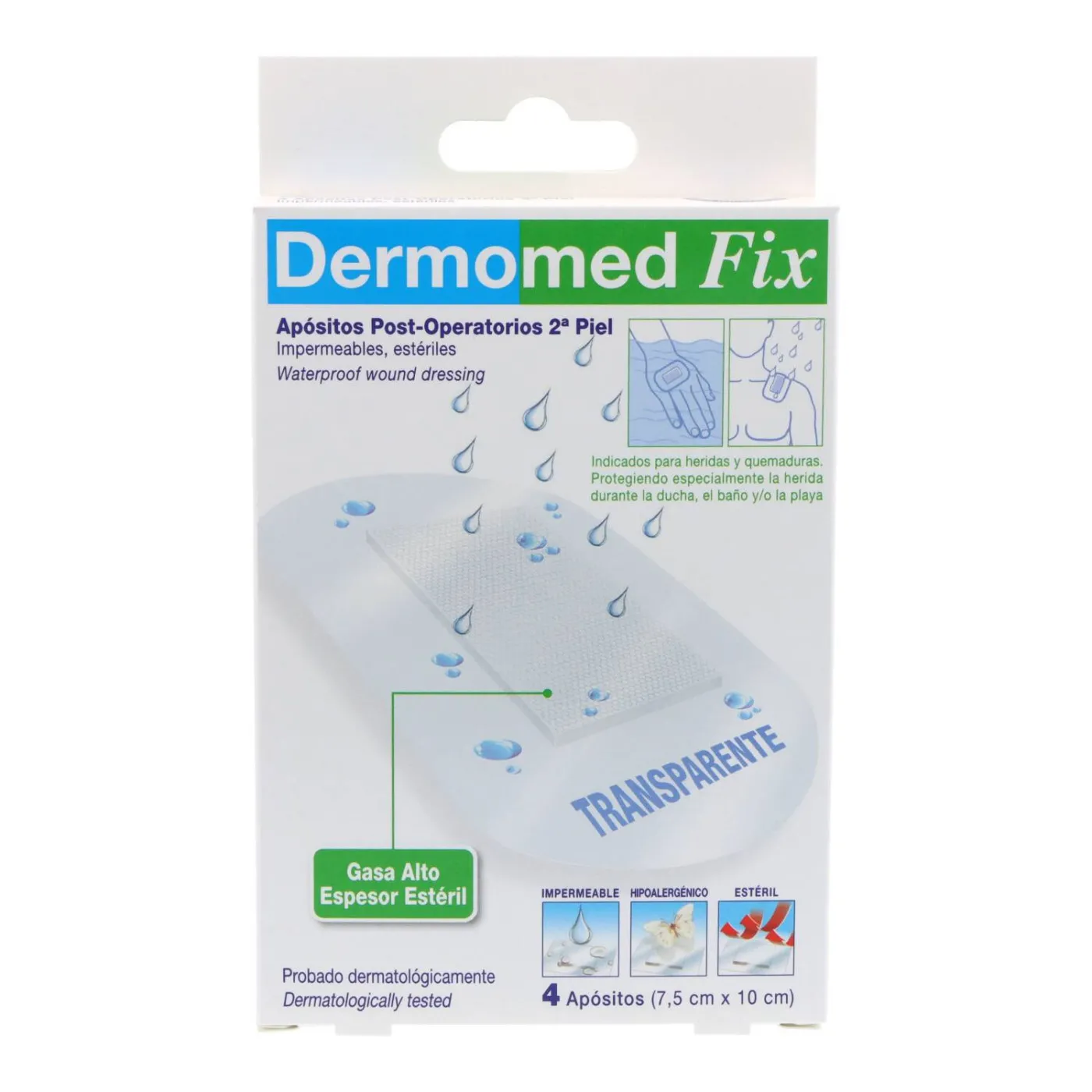 Dermomed Fix 2+ Piel 7,5cmx10cm 4 Apos.